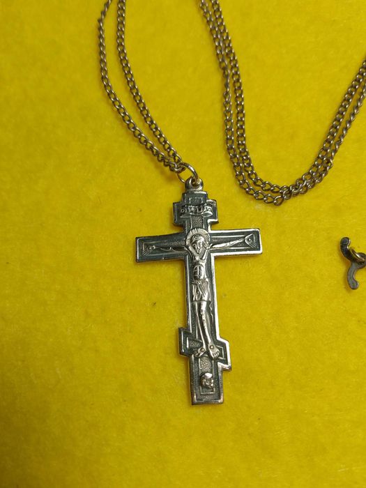 Хрестик срібний на срібному  ланцюжку