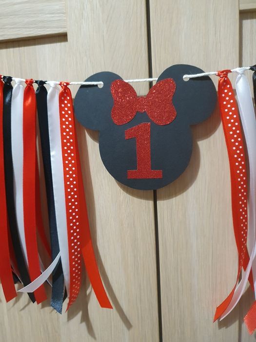 Girlanda na 1 urodziny proporczyk na krzesełko Myszka Mickey Minnie