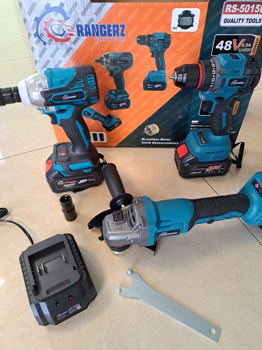 Potrójny zestaw 48v szlifierka kątowa  wkrętarka klucz akumulatorowy e
