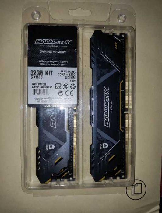 Crucial Ballistix 32gb 2x16Gb DDR4 3200 Gaming Memory RAM новая память