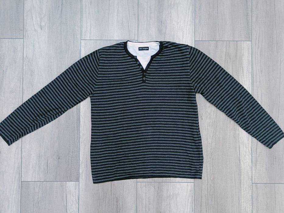 Szary sweter męski w czarne paski, Marks & Spencer, rozmiar L / 40