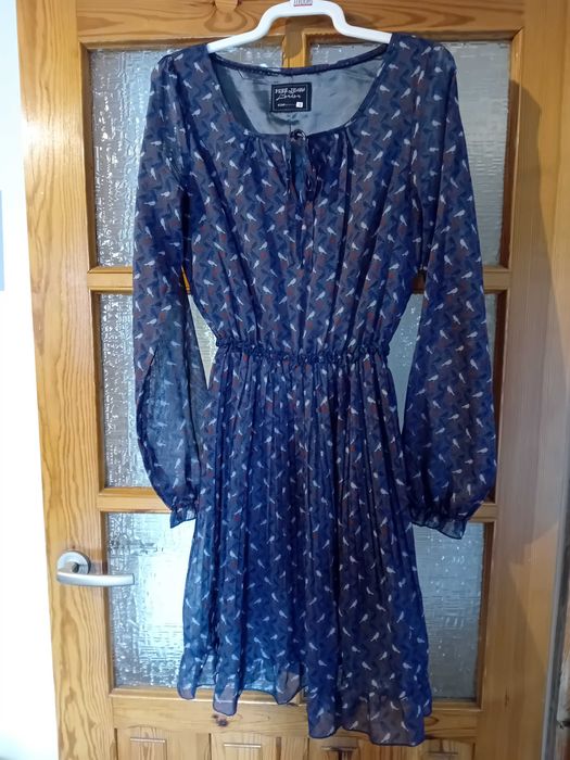 piękna sukienka Pepe Jeans S zwiewna plisowana ptaszki j.nowa +gratis