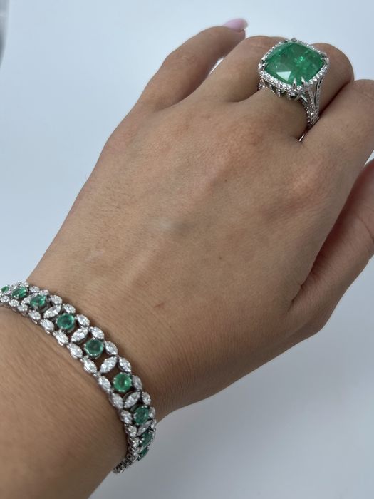 Браслет Бриллианты / Изумруды