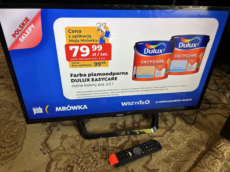 Telewizor LED Philips 32 cale ze Smartem i dekoderem DVBT2 z pilotem