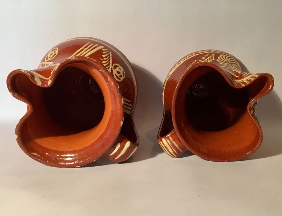 2 JARROS ANTIGOS - barro vidrado - 24,5 e 22 cm/s