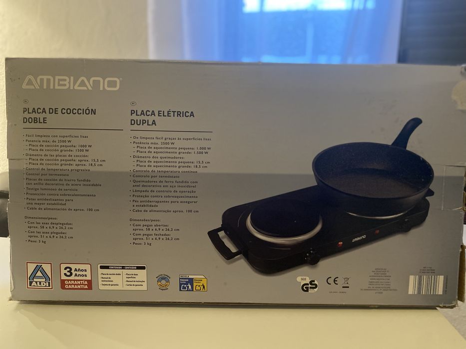 Placa eletrica dupla Ambiano - 2500 W - Como nova