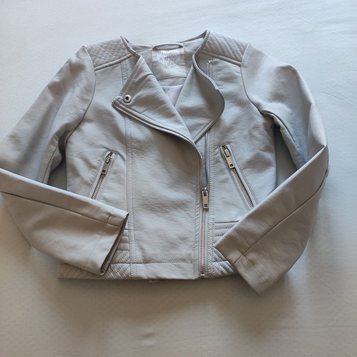 Ramoneska skórzana kurtka beż cool club 134