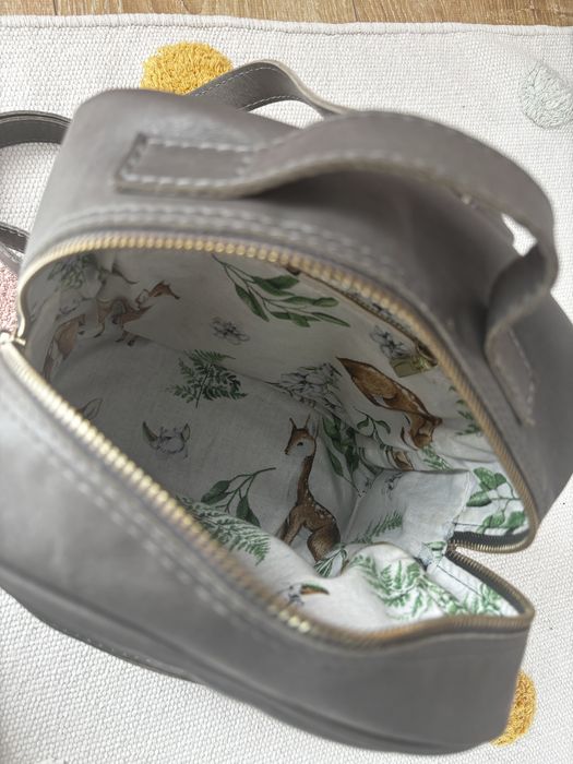 Plecak Zuzia Górska Mini BackPack, handmade, skóra naturalna, szary