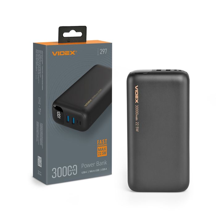 Power Bank VIDEX  30000mAh VPB-297 22.5W Black