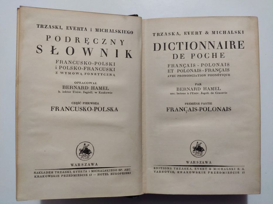 Podręczny Słownik Francusko – Polski – 1938r