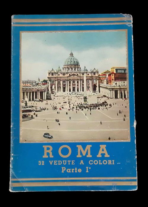 Coleção de cartões postais italianos antigos de Roma-vintage