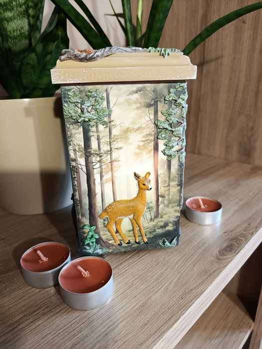 Świecznik na tealight z leśnymi zwierzątkami