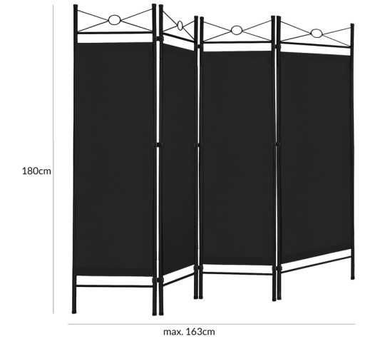 Parawan ścianka zasłona metalowy  czarny solidny duży dekoracja