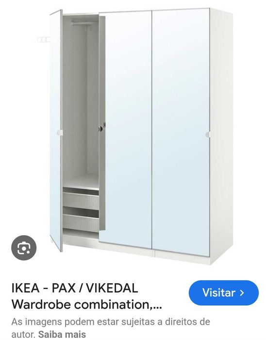 Roupeiro IKEA, 3 portas com espelho (PAX / VIKEDAL)
