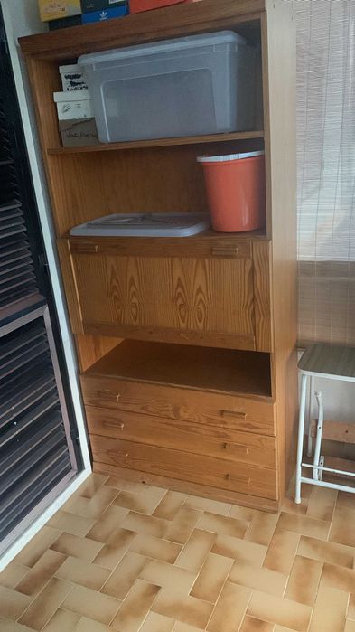 ARMÁRIO ESCRIVANINHA DE PINHO COM 3 GAVETÕES