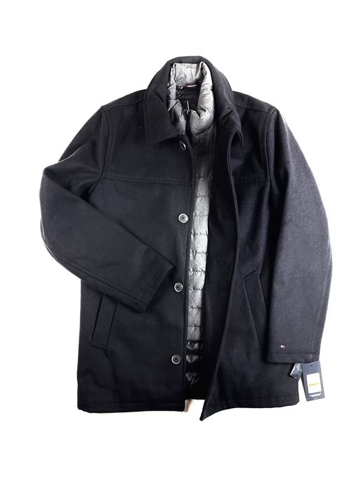 44 S Tommy Hilfiger черное шерстяное пальто шерстяне хилфигер хілфігер