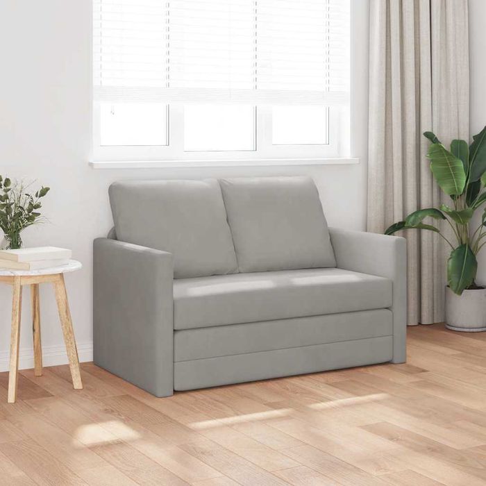 Sofa podłogowa 2-w-1, jasnoszara 122x204x55 cm, aksamit łóżko