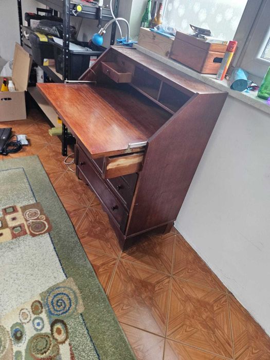 sekretarzyk - antyk - biurko - szufladki - drewniany - zabytkowy