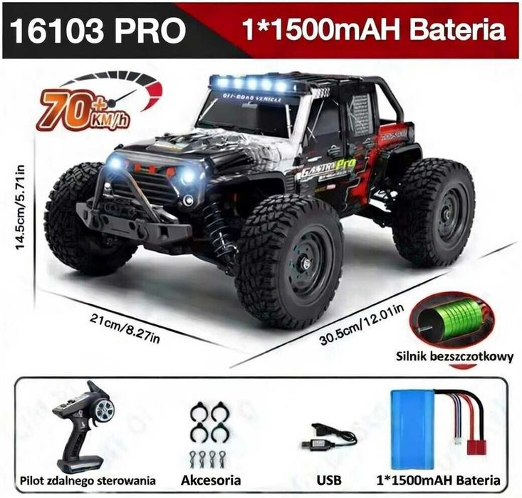 Model RC GANTRY PRO 4WD skala 1:16 bezszczotkowy 70km/h brushless