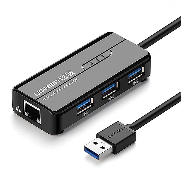 Adapter sieciowy Ugreen 20265 USB-A / RJ45/1000 Mbps HUB 3x USB 3.0 -