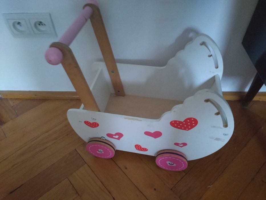 Wózek dla lalek drewniany