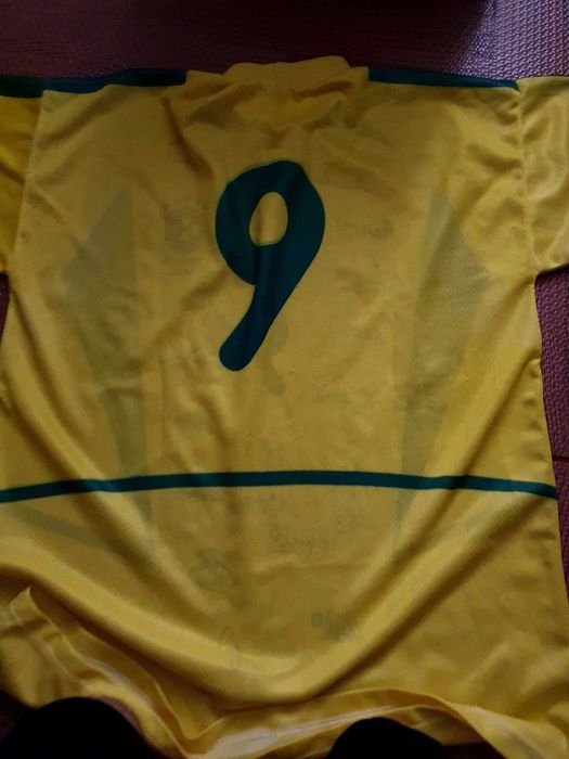 Replica Camisola  Pentacampeão Assinada Rivaldo Rob Carlos  Ronaldo Ro