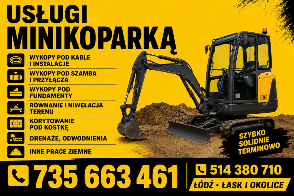 Usługi minikoparką — wykopy, niwelacja terenu
