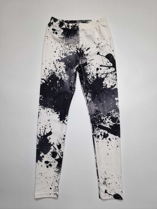 Лосины леггинсы девочке мраморные черно-белые Shein