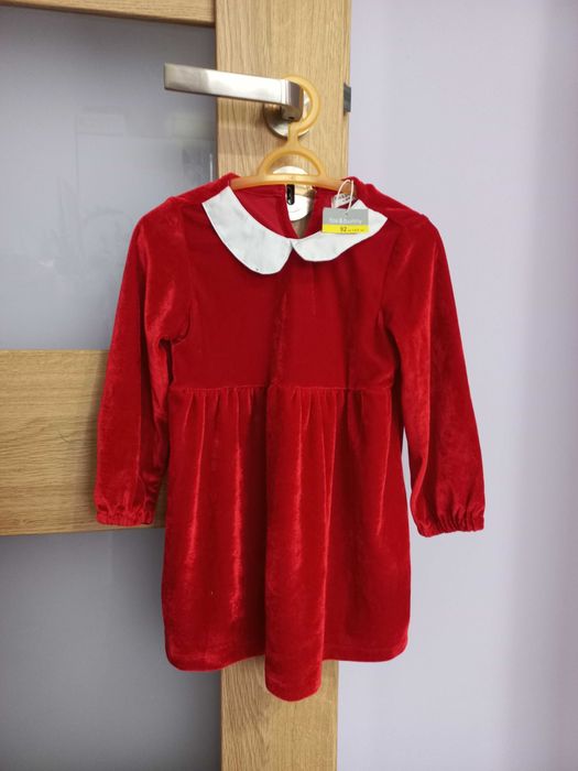 Sukienka dziewczęca welurowa czerwona rozm. 92