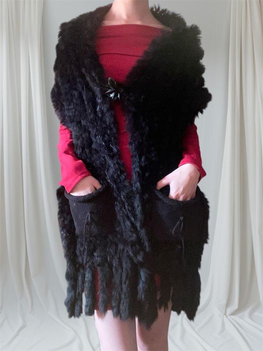 Unikat - kamizelka z naturalnego futra kardigan narzuta