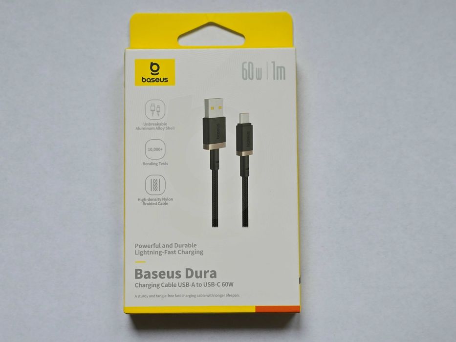 Kabel Baseus Dura USB-A / USB-C 60W 1m w Oplocie Nylon Czarny do Huawei Honor Xiaomi