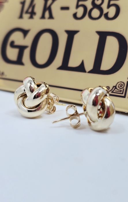 Złote kolczyki wtykane dmuchane próba 585 14k