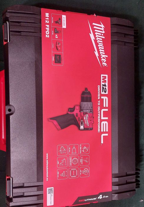 Wiertarko – wkrętarka udarowa Milwaukee M12FPD2 ładowarka, walizka