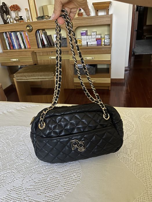 Sapatos tam 36 e bolsa em couro e pele