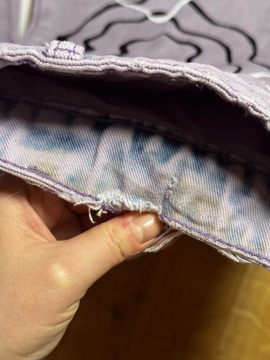Spodnie Jeans Wzór Geometryczny Fioletowe #handmade recznie malowane
