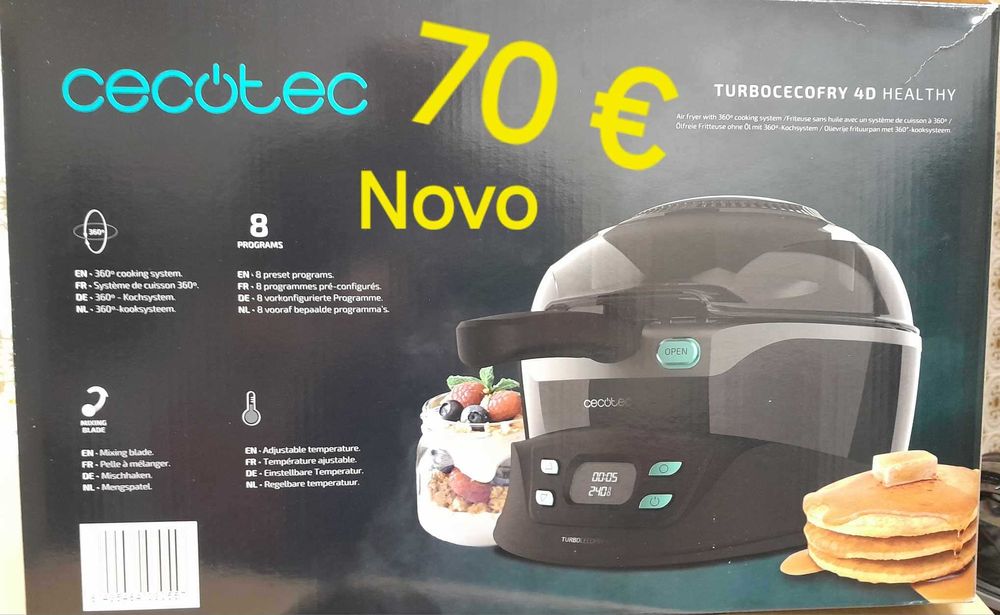 Fritadeira de ar quente de 3,5 L com 1350 W TurboCecoFry 4D Healthy.