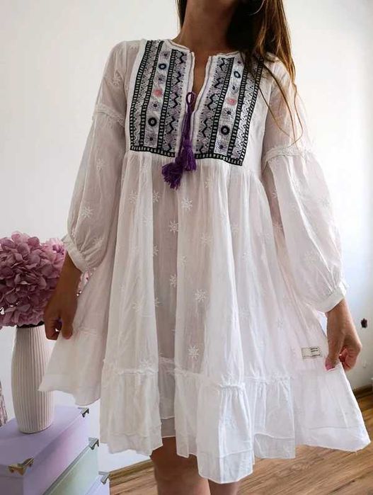 Odd Molly biała haftowana sukienka boho Y2K romantic