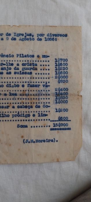 Bom Jesus do Monte, factura passada p/ decorador em 1866