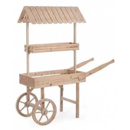 Carrinho expositor em madeira maciça