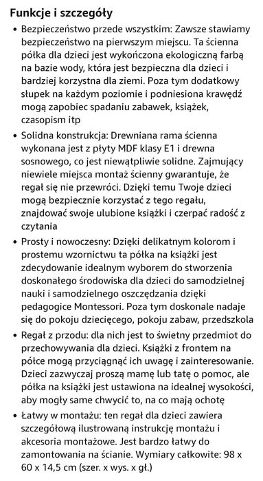 Nowa PIĘKNA półka ścienna na książki organizer stojak 4 poziomy