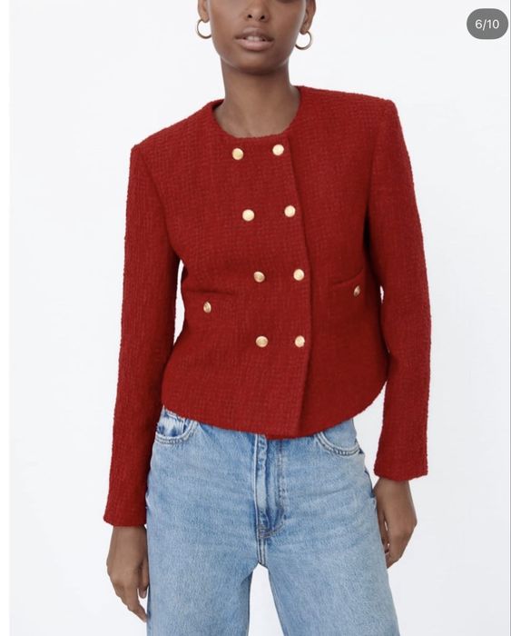 Твідовий червоний жакет блейзер zara , М