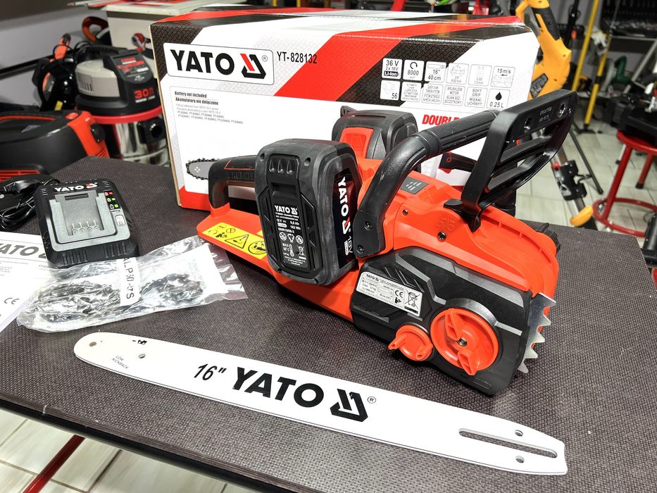 Пила цепная аккумуляторная YATO YT-828132 Комплект (АКБ 2 x 4Ач + ЗУ)