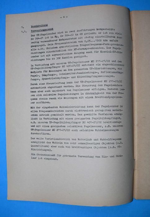 Instrukcja generator GV-704 21 RFT DDR