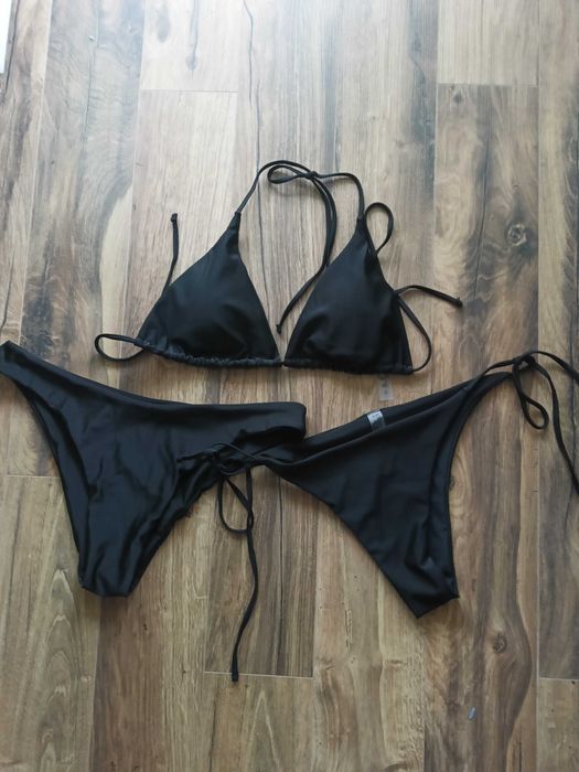 Czarny dwuczęściowy strój kąpielowy bikini XL, 2 szt majtek