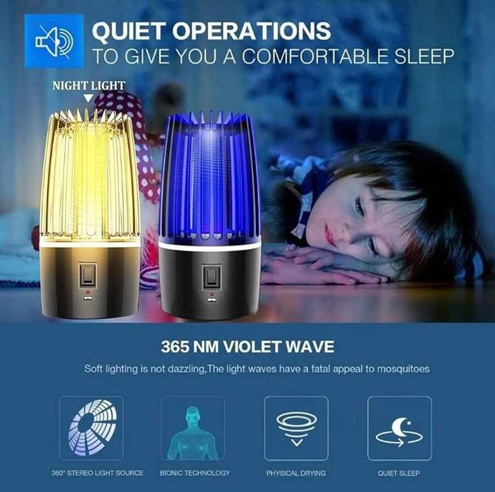 Лампа для знищеня комарів. Mosquito Killer Lamp. Акумуляторна