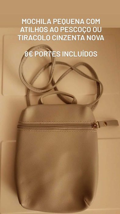 mini mochila cinzenta tiracolo nova portes incluidos