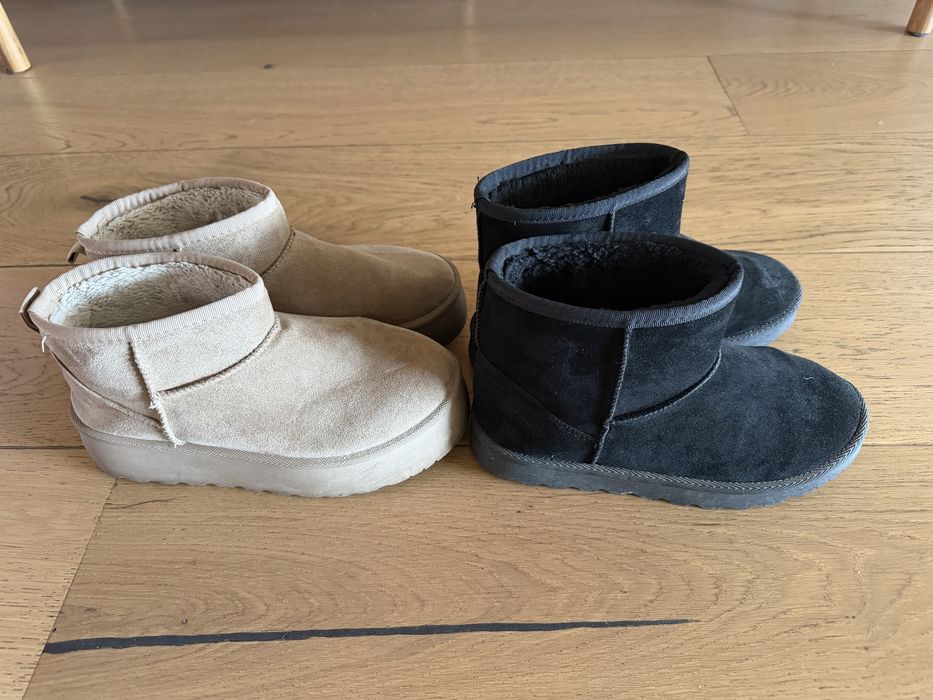2x botki zamszowe czarne i beżowe roz37