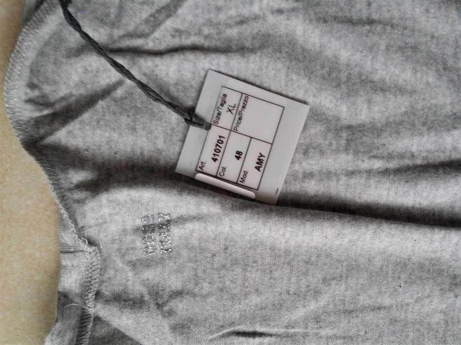bluzka szara oversize top melanż xl koszulka basic bez rękaw dekolt łó