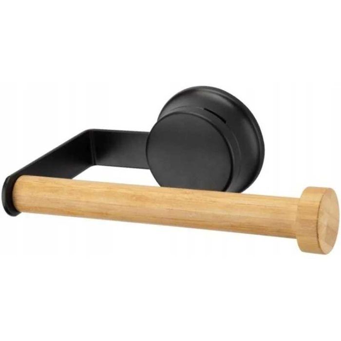 Uchwyt na przylepiec do papieru toaletow czarny drewno toaleta wieszak