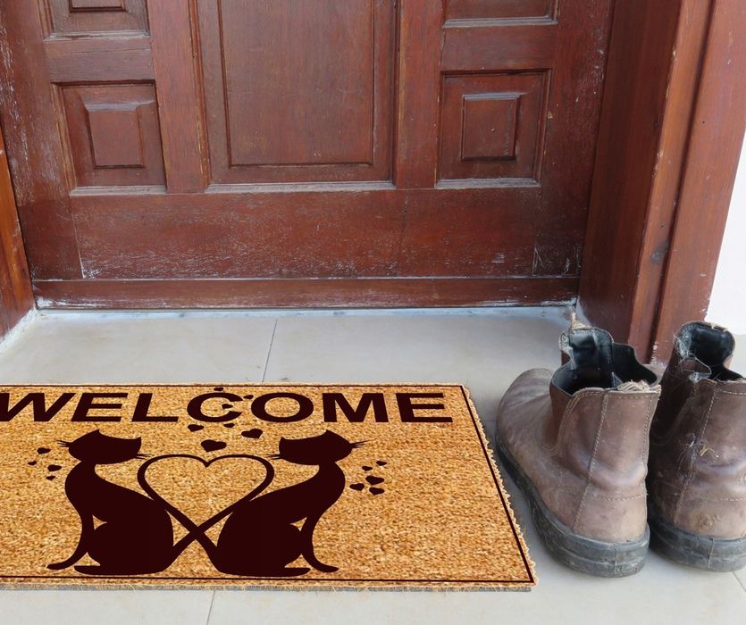 Wycieraczka pod drzwi gruba 60x90cm mata do butów KOTY DWA